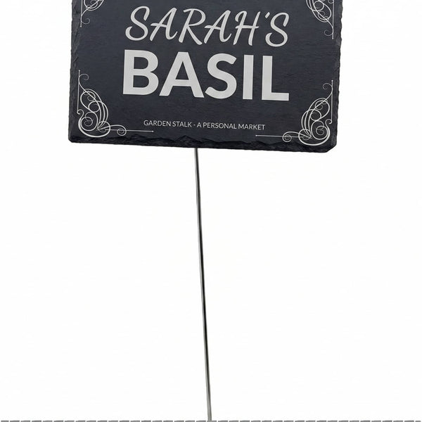 Personalized Slate Garden Marker – Engraved Garden Décor Sign with Metal Stake (4 × 6 inches)