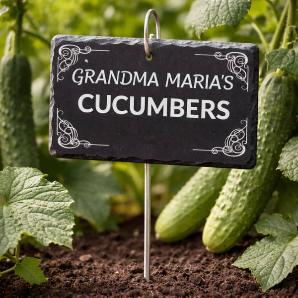 Personalized Slate Garden Marker – Engraved Garden Décor Sign with Metal Stake (4 × 6 inches)