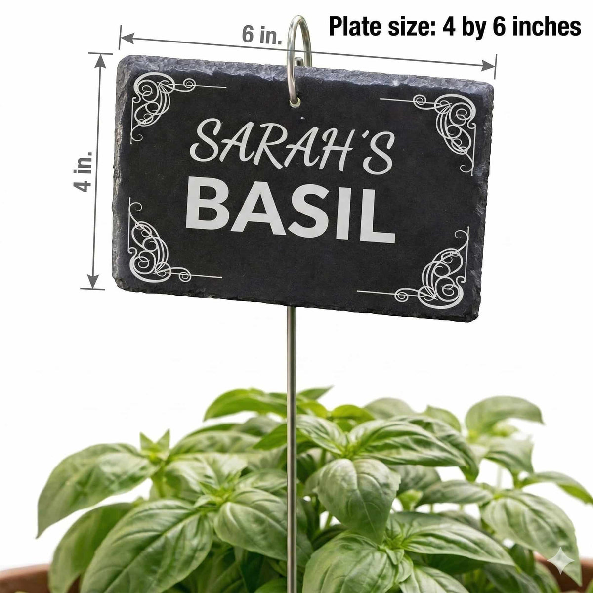 Personalized Slate Garden Marker – Engraved Garden Décor Sign with Metal Stake (4 × 6 inches)