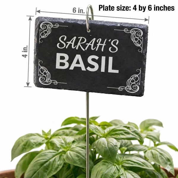Personalized Slate Garden Marker – Engraved Garden Décor Sign with Metal Stake (4 × 6 inches)