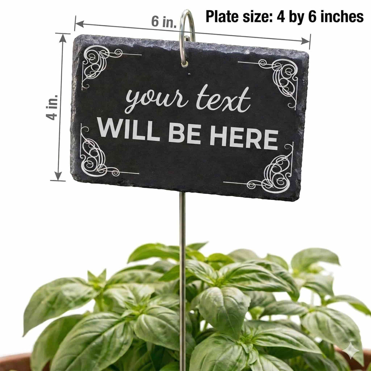Personalized Slate Garden Marker – Engraved Garden Décor Sign with Metal Stake (4 × 6 inches)