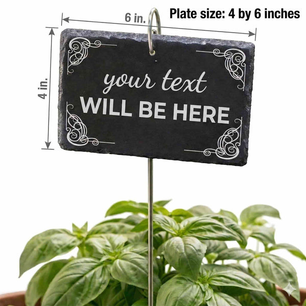 Personalized Slate Garden Marker – Engraved Garden Décor Sign with Metal Stake (4 × 6 inches)