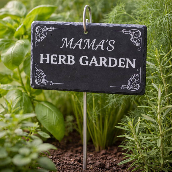 Personalized Slate Garden Marker – Engraved Garden Décor Sign with Metal Stake (4 × 6 inches)