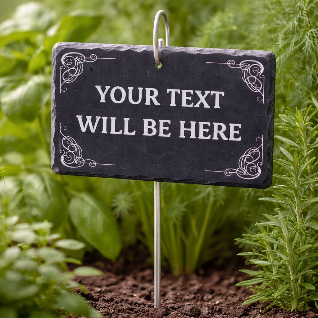 Personalized Slate Garden Marker – Engraved Garden Décor Sign with Metal Stake (4 × 6 inches)