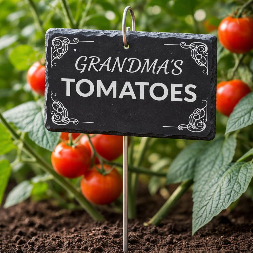 Personalized Slate Garden Marker – Engraved Garden Décor Sign with Metal Stake (4 × 6 inches)